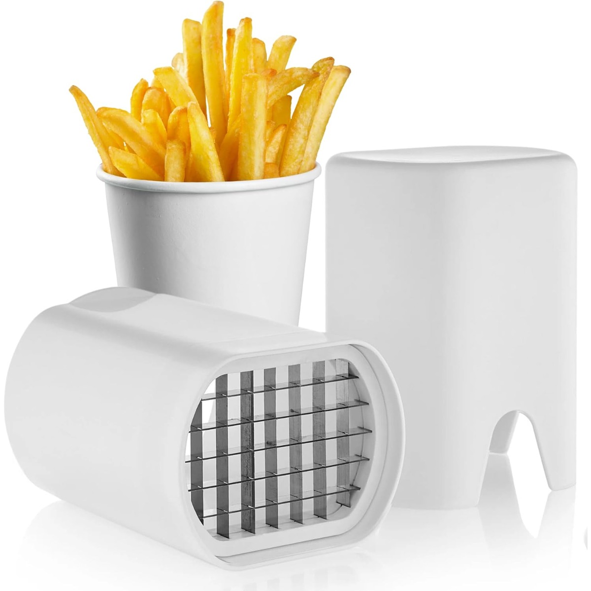 Potato Masher Ricer - White French Fry Cutter Tool Food