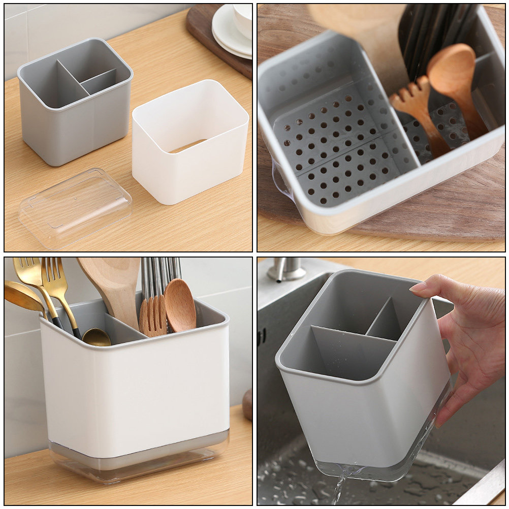 Kitchen Utensil Holder - Drain Organizer Utensil Fork Holder Spoon