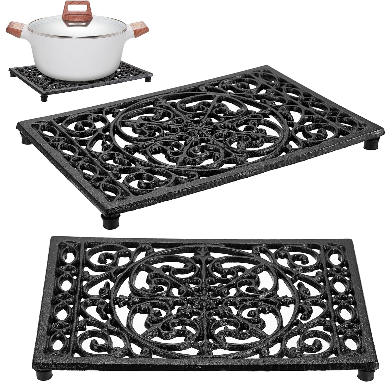 Cast Iron Skillet - Rectangle Cast Iron Trivet Heat Resistant