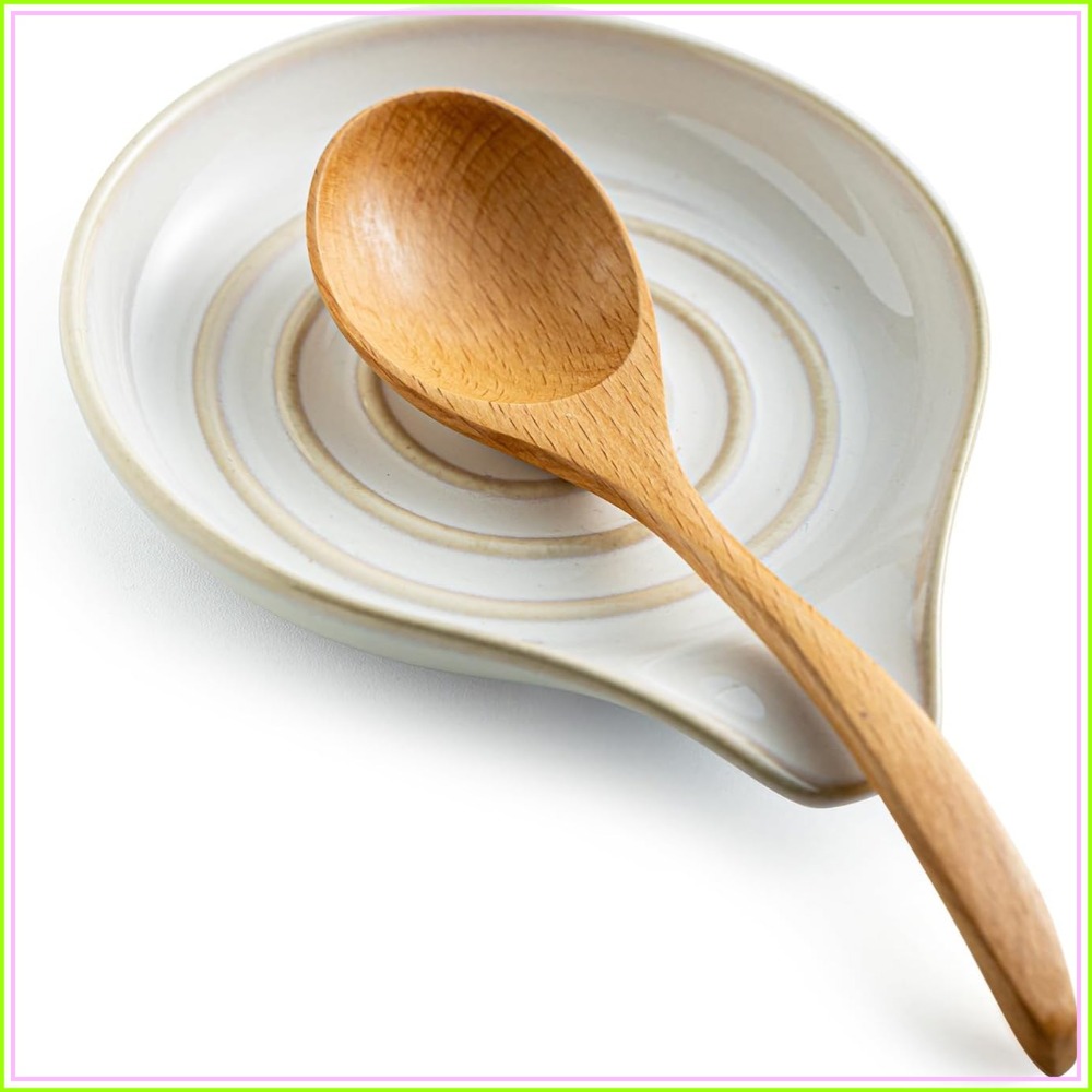 Kitchen Utensil Holder - Large Ceramic Spoon Rest for Kitchen