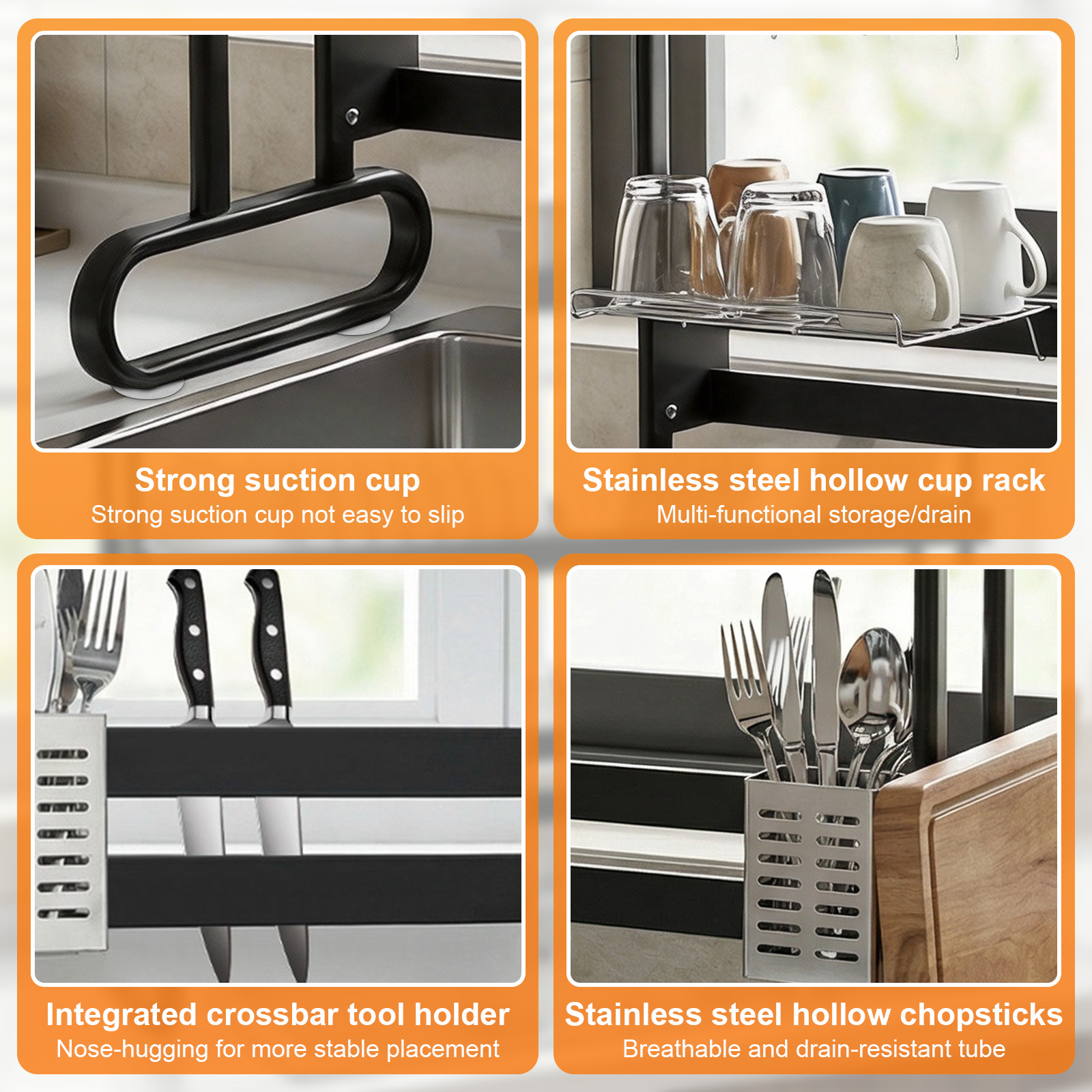 Stainless Steel Dish Drainer w - Kitchen Utensil Holder บทวิจารณ์และราคา