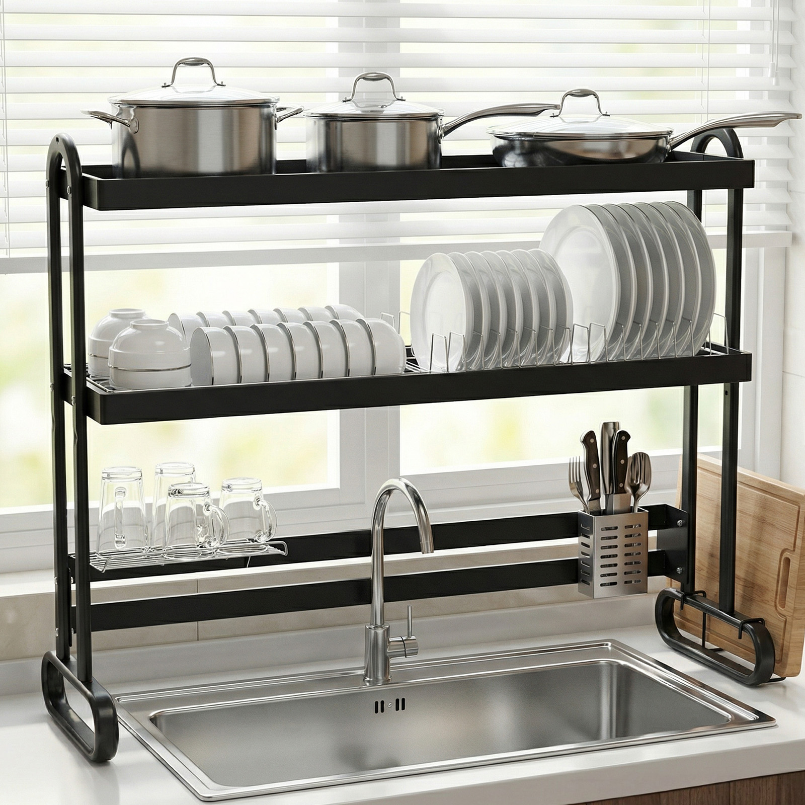 Stainless Steel Dish Drainer w - Kitchen Utensil Holder บทวิจารณ์และราคา