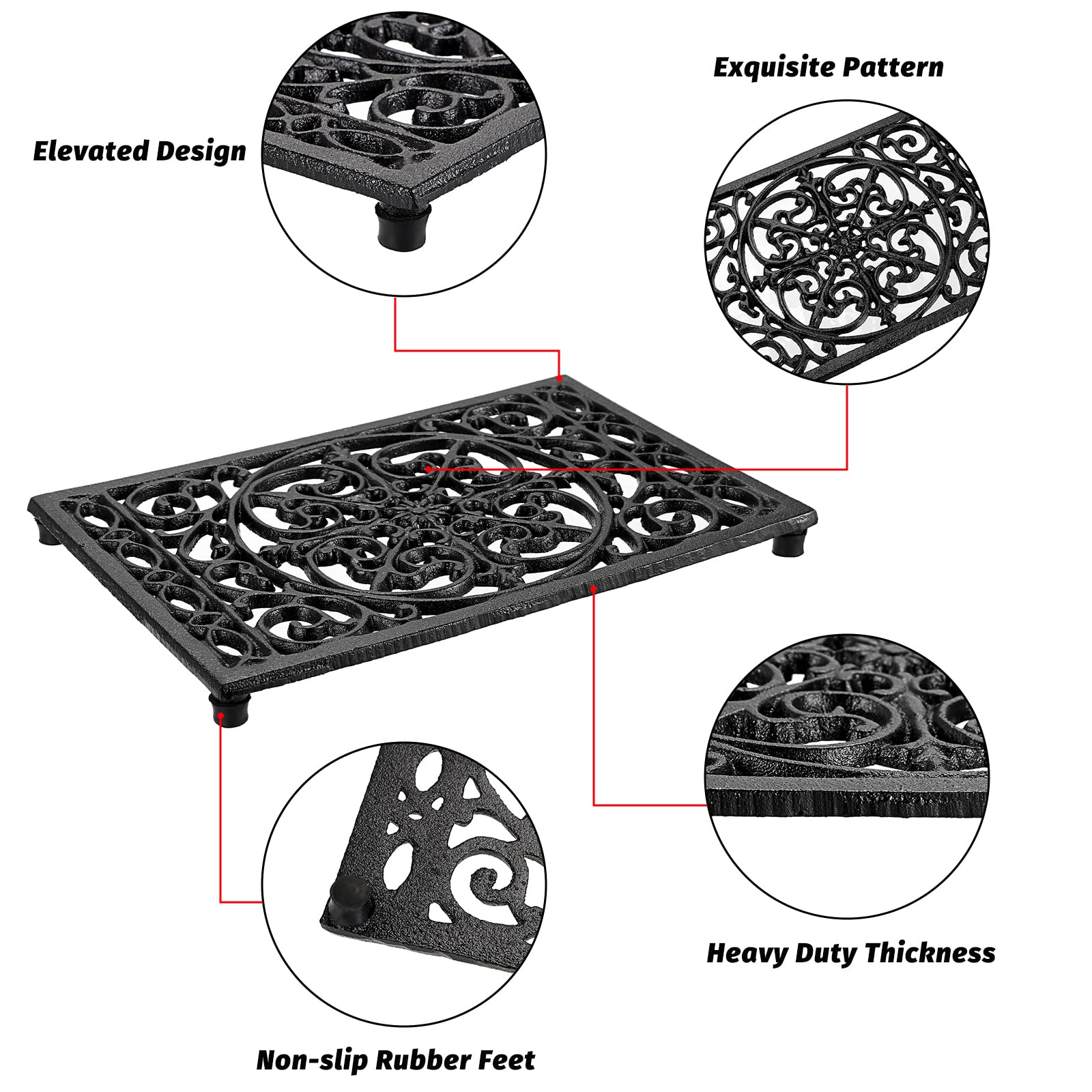 Rectangle Cast Iron Trivet Hea - Cast Iron Skillet บทวิจารณ์และราคา