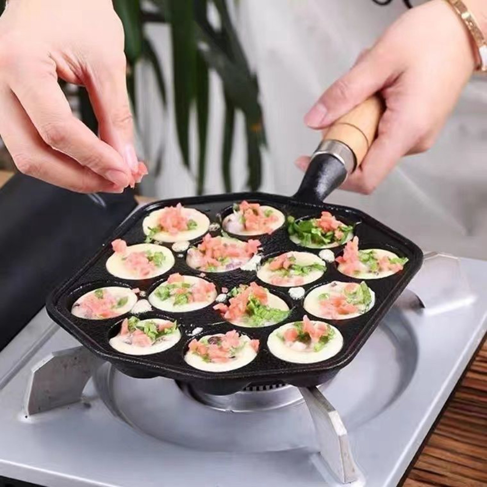 14 Holes Takoyaki Pan Nonstick - Cast Iron Skillet บทวิจารณ์และราคา