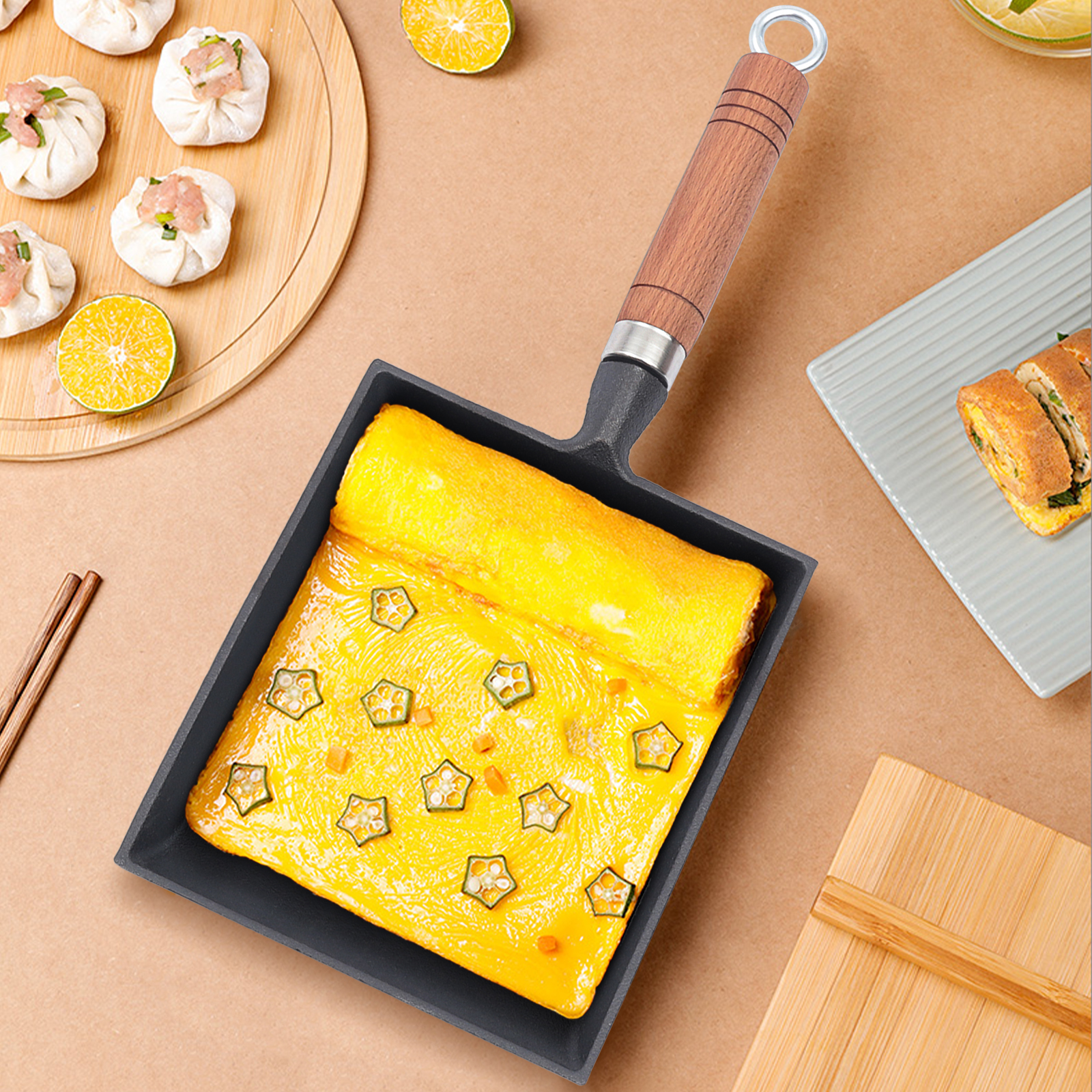 1PCS Egg Fry Pan Square Cast I - Cast Iron Skillet บทวิจารณ์และราคา