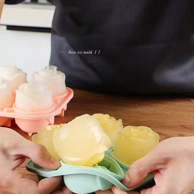 3D Rose Ice Molds 4 Holes Ice  - Kitchen Utensil Holder บทวิจารณ์และราคา