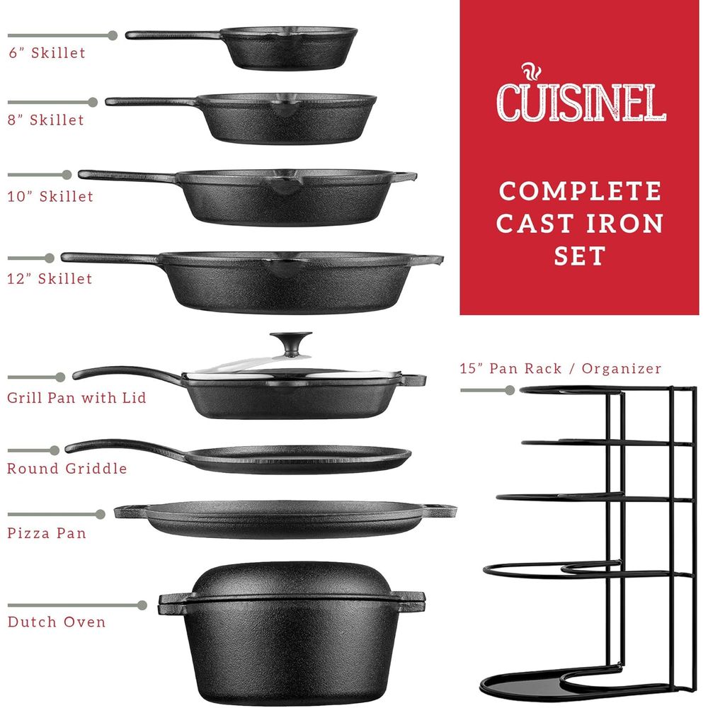 18-Piece Cast Iron Cookware Se - Cast Iron Skillet บทวิจารณ์และราคา