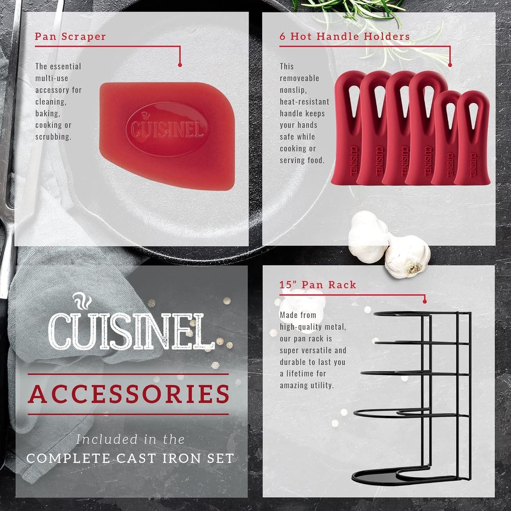 18-Piece Cast Iron Cookware Se - Cast Iron Skillet บทวิจารณ์และราคา
