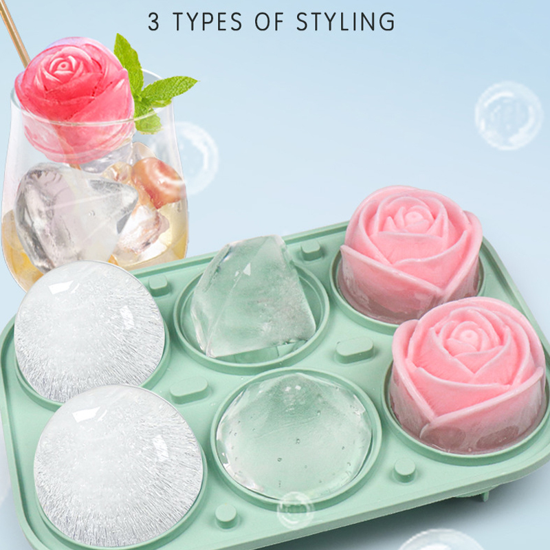 3D Rose Diamond Round Ice Cube - Kitchen Utensil Holder บทวิจารณ์และราคา