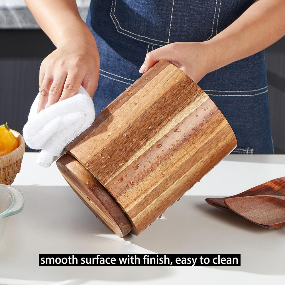 Acacia Wood Utensil Holder for - Kitchen Utensil Holder บทวิจารณ์และราคา