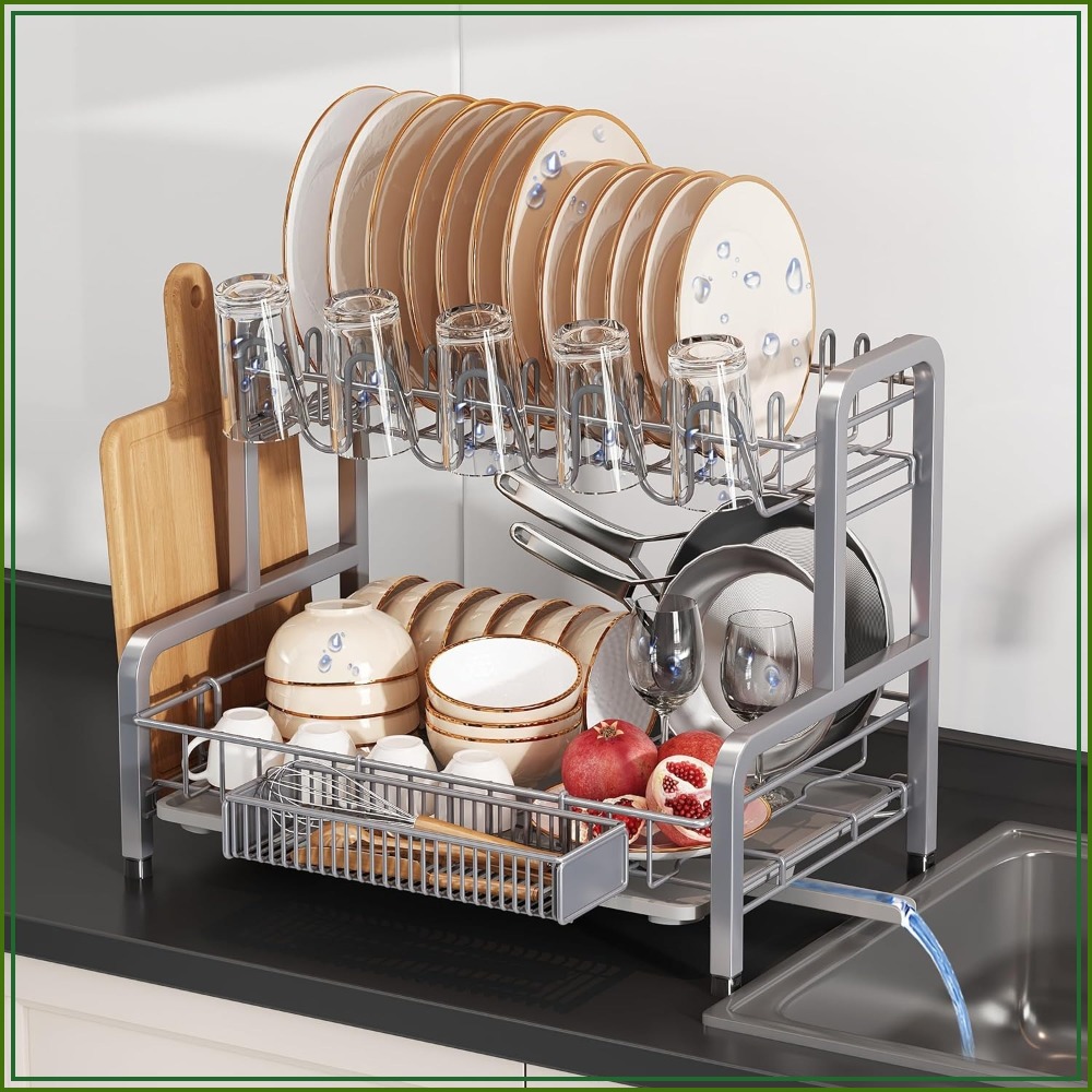 2 Tier Dish Drying Rack for Ki - Kitchen Utensil Holder บทวิจารณ์และราคา