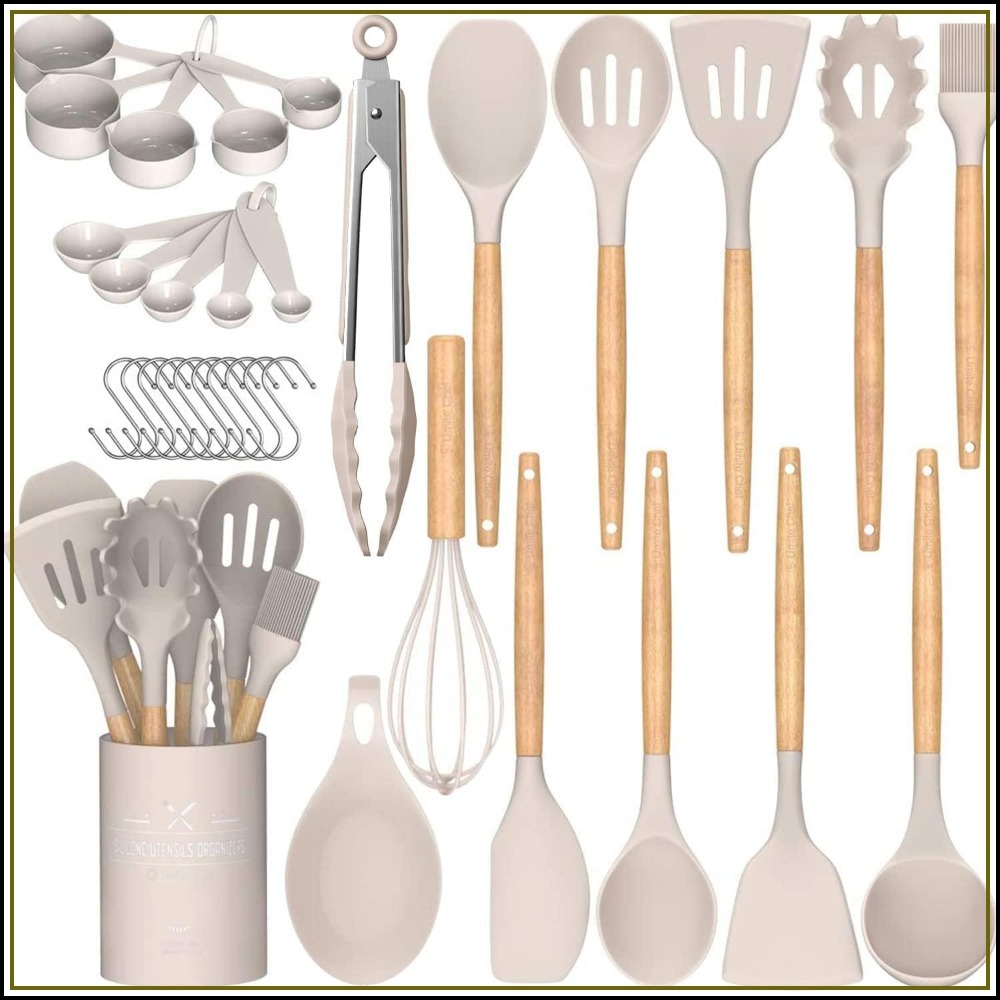 33-Piece Non-Stick Silicone Ki - Kitchen Utensil Holder บทวิจารณ์และราคา