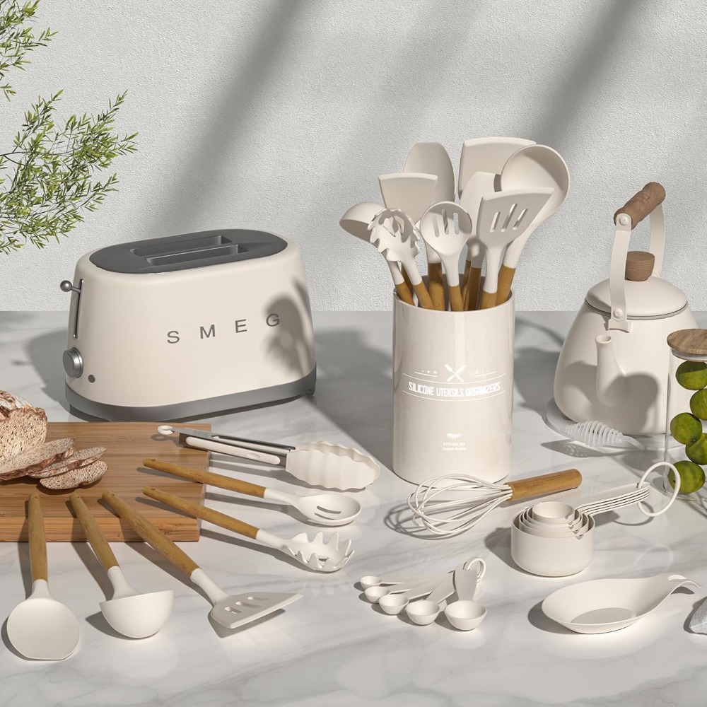 33-Piece Non-Stick Silicone Ki - Kitchen Utensil Holder บทวิจารณ์และราคา