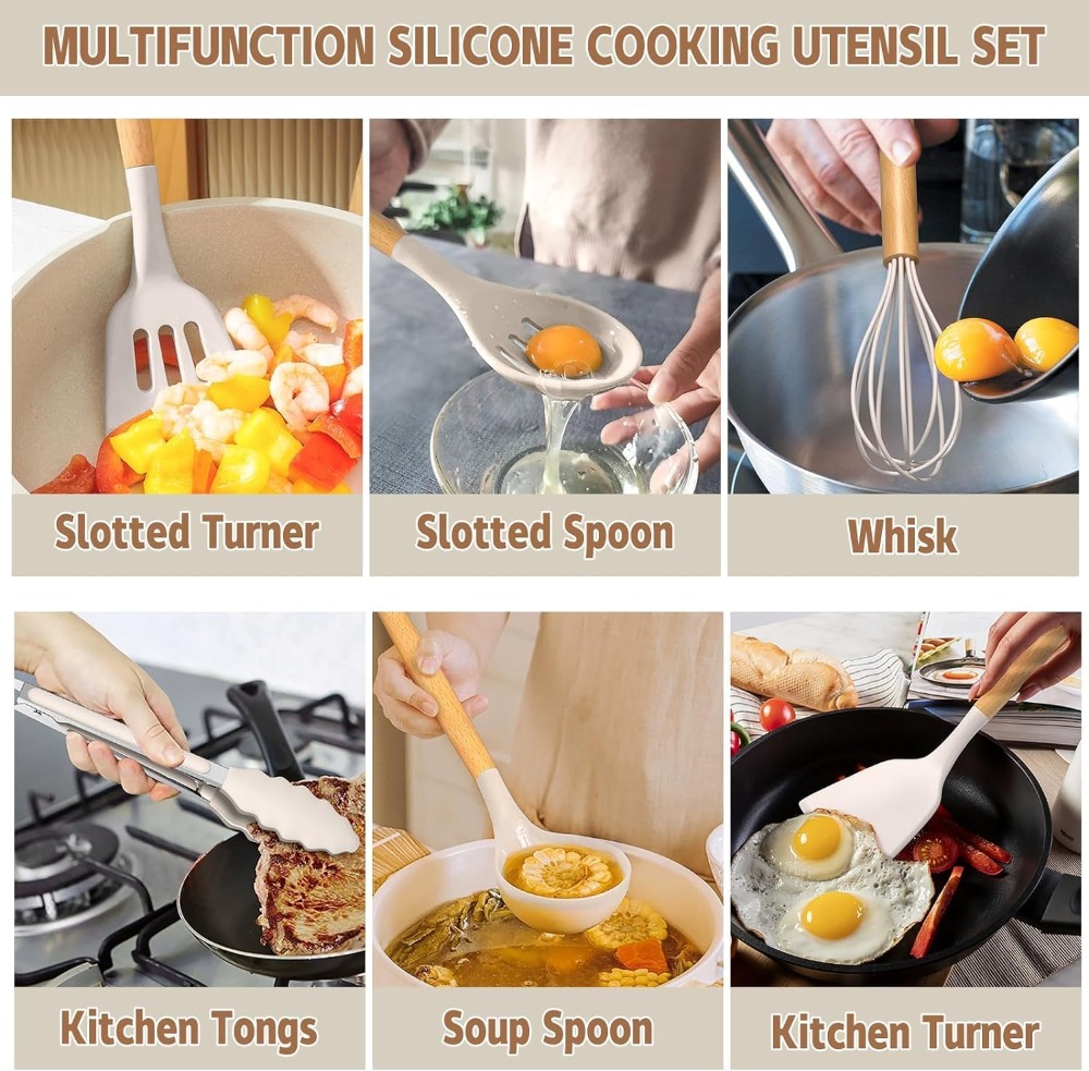 33-Piece Non-Stick Silicone Ki - Kitchen Utensil Holder บทวิจารณ์และราคา