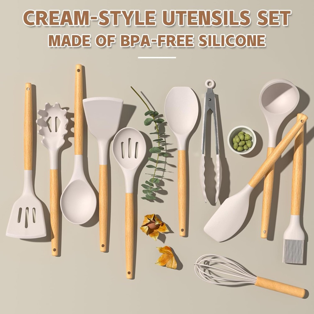 33-Piece Non-Stick Silicone Ki - Kitchen Utensil Holder บทวิจารณ์และราคา